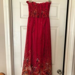 COPY - Floral pink strapless maxi dress